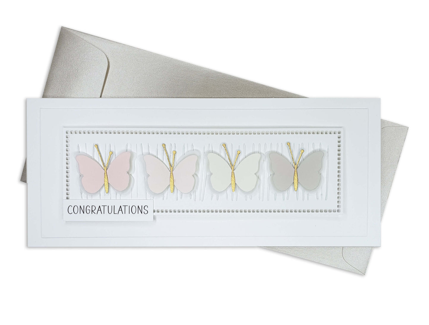 Die cut butterflies congratulations card