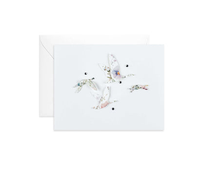 Die cut out of floral watercolor patterns, 4 seagulls flying