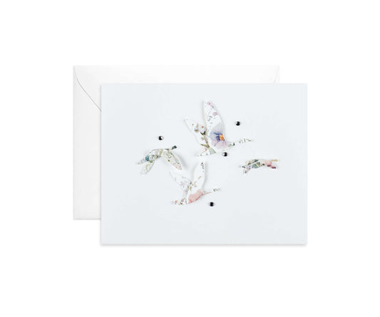 Die cut out of floral watercolor patterns, 4 seagulls flying