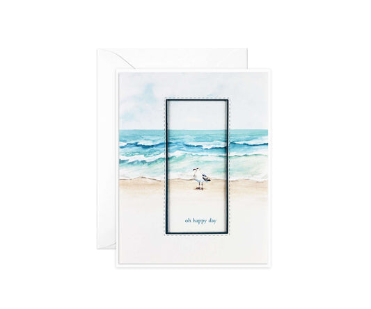 Oh happy day die cut seagull standing in the ocean surf