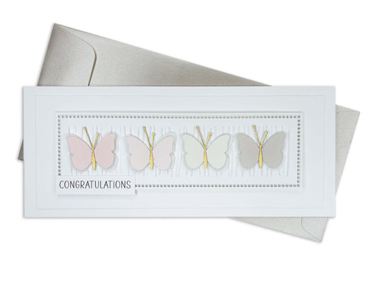 Die cut butterflies congratulations card