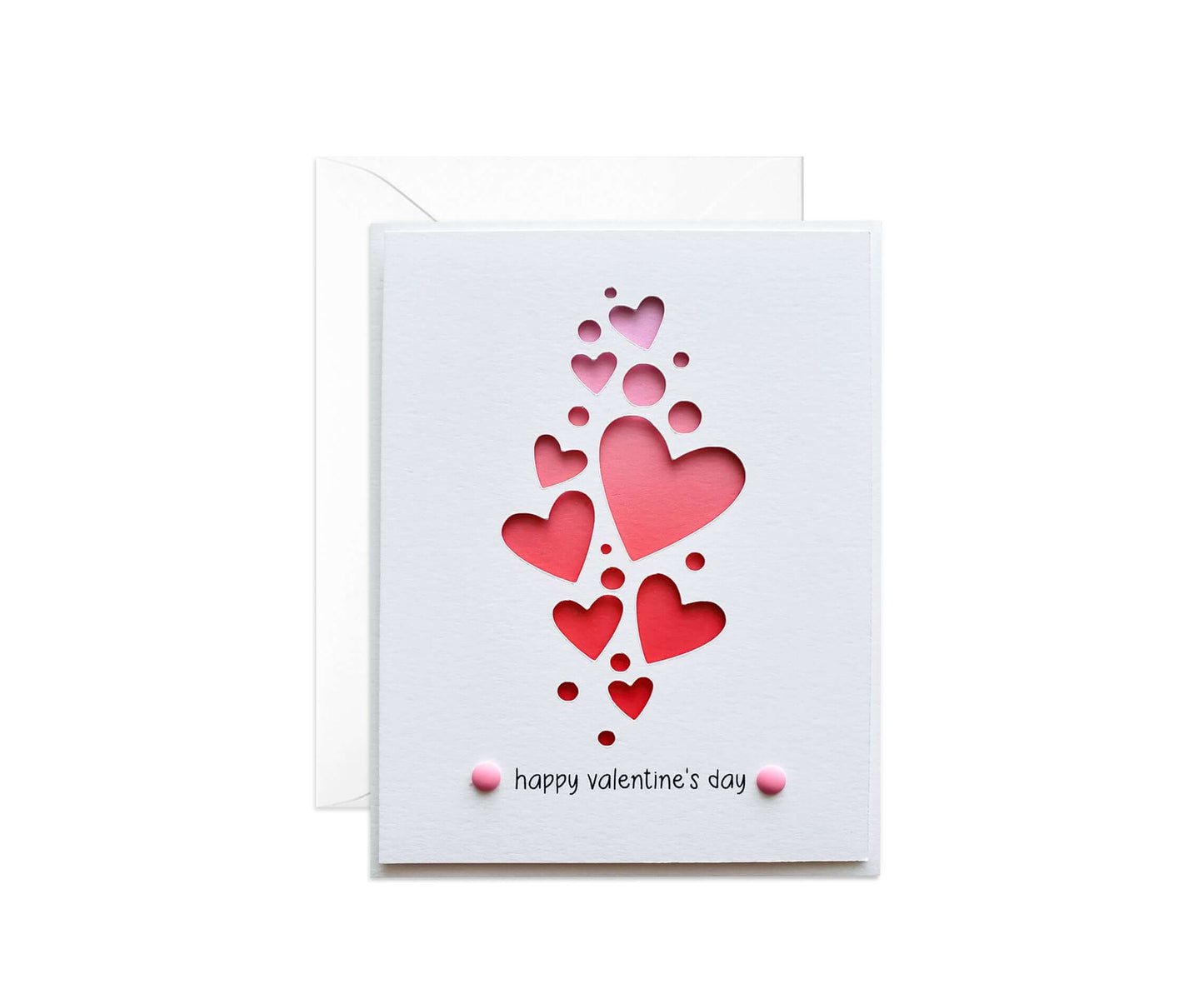 Di cut Valentine's Day card with a pink gradient and different sized hearts
